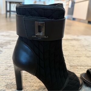 Karl Lagerfeld Black Quilted Heeled Boots